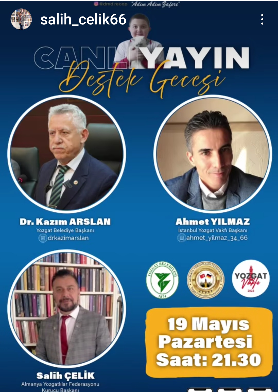 Yozgatlılar DMD kas hastası Recep Açıkgöz için 19 Mayıs'ta Instagram canlı yayında buluşuyor